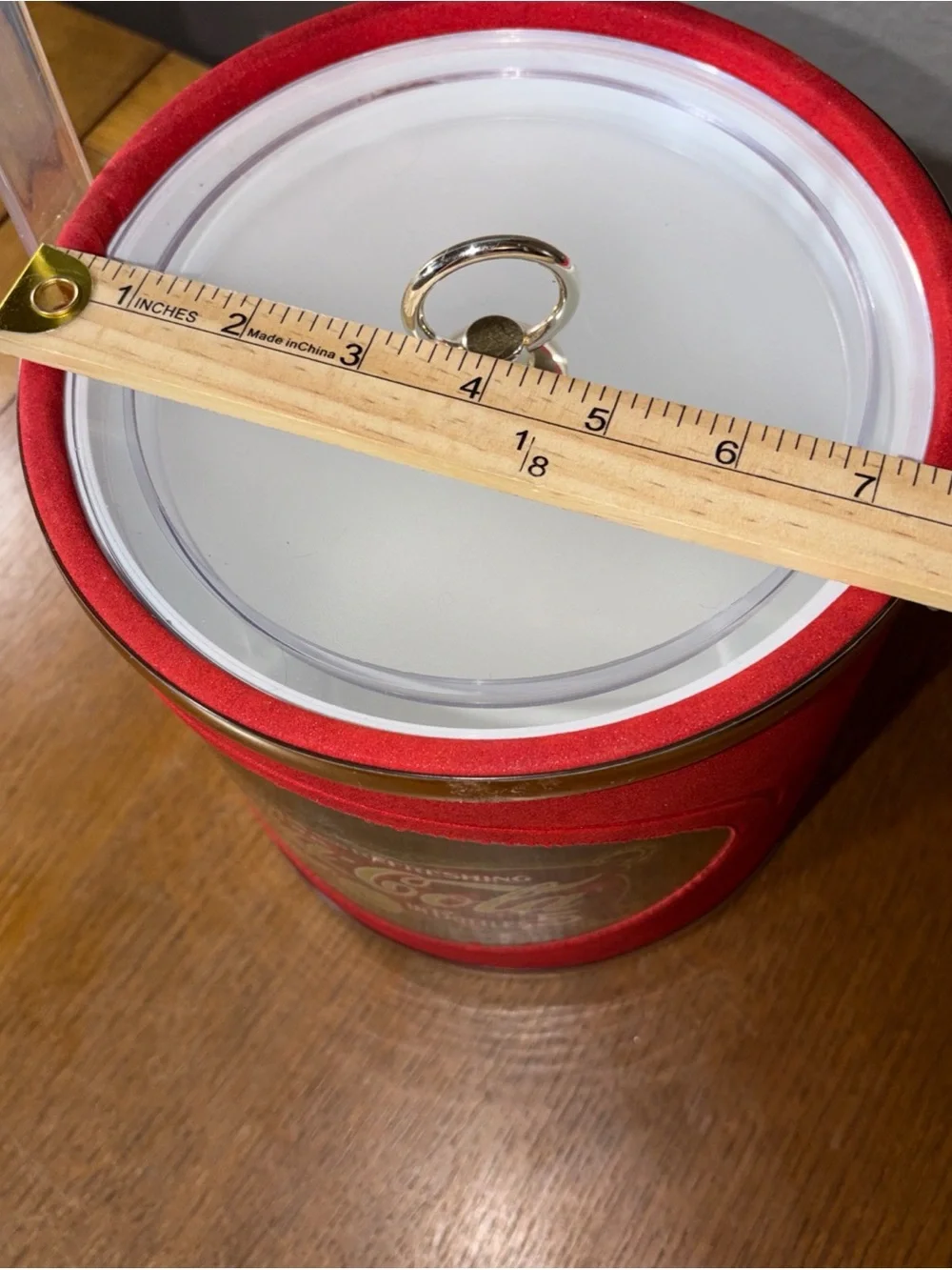 Coca-Cola Red and Gold Retro Ice Pail with Clear Handle